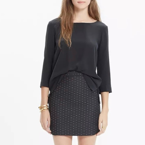Madewell Dresses & Skirts - Madewell Shirttail Skirt in Nightfall Jaquard Black and Gold Size 6